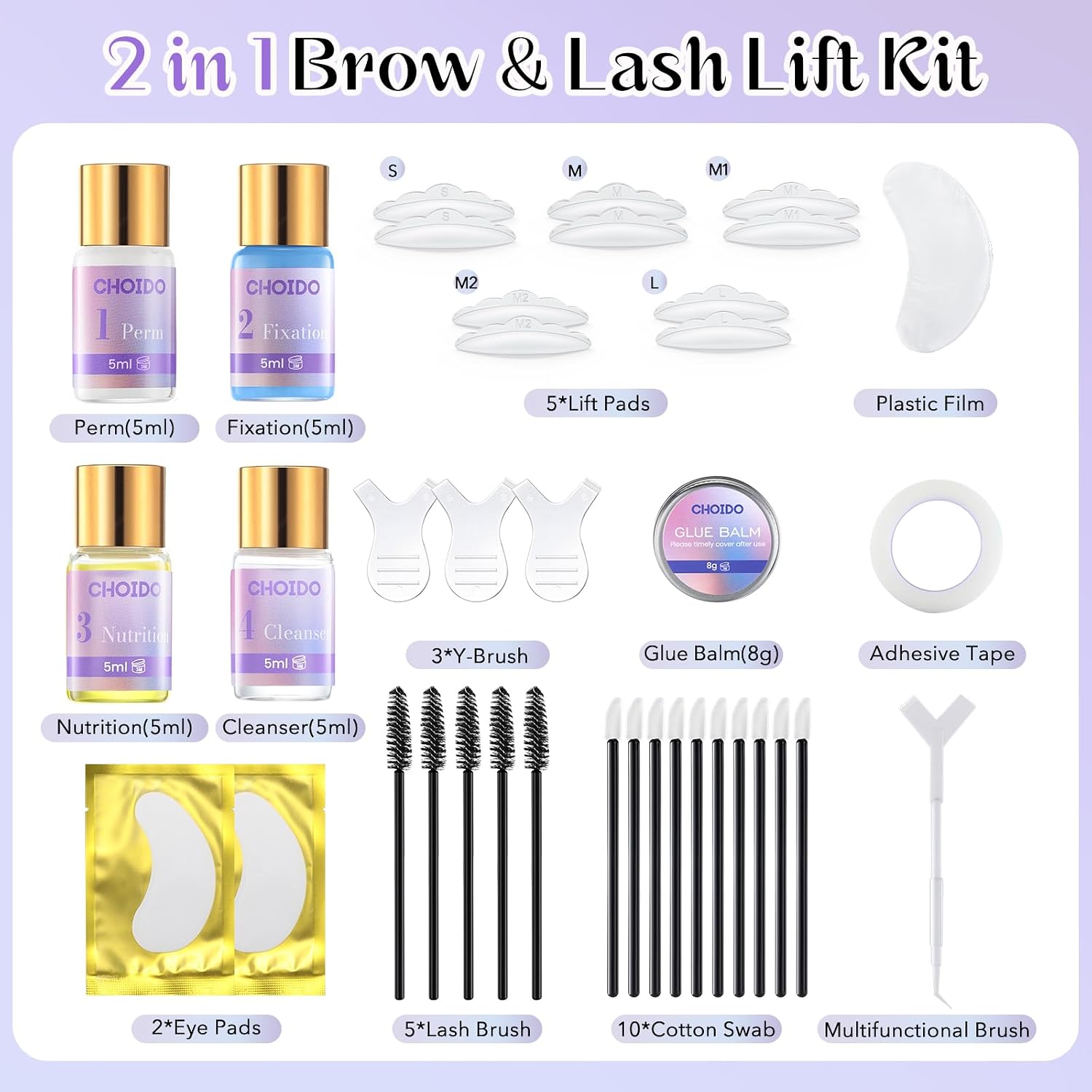 Lash Lift Kit - Eyelash Perm Kit - Eyebrow Lamination Kit, 2 in 1 Professional Eyelash Curling Lash Extension &