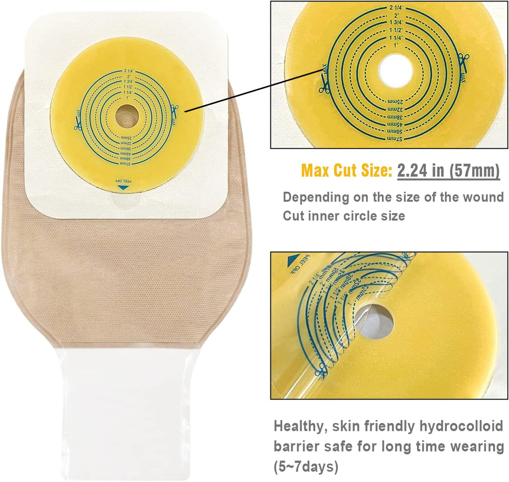 Carbou 21 PCS Colostomy Bags Ostomy Supplies Clamp Drainable Pouches for Colostomy Ileostomy Stoma Care with Measure
