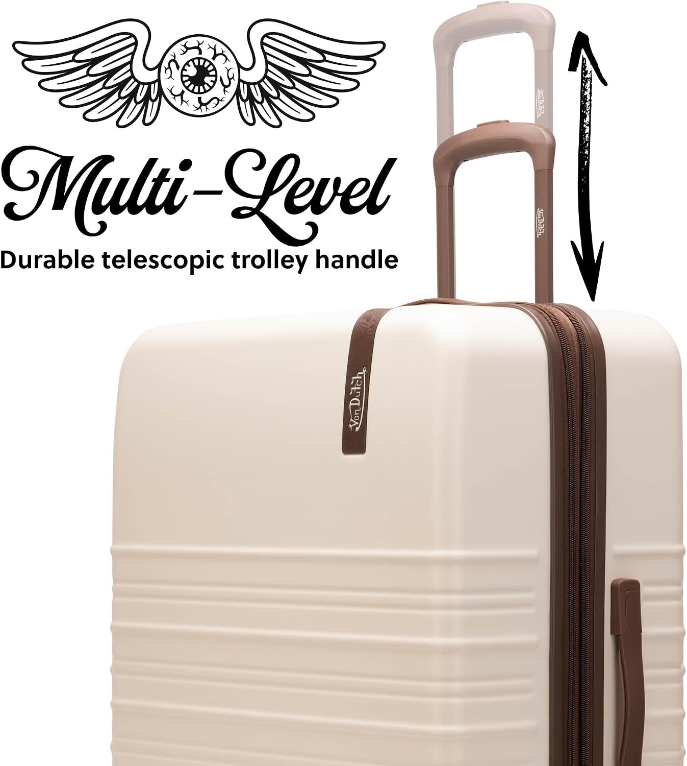 Ivory Retro Trek 3-Piece Expandable Hardside Spinner Luggage Set