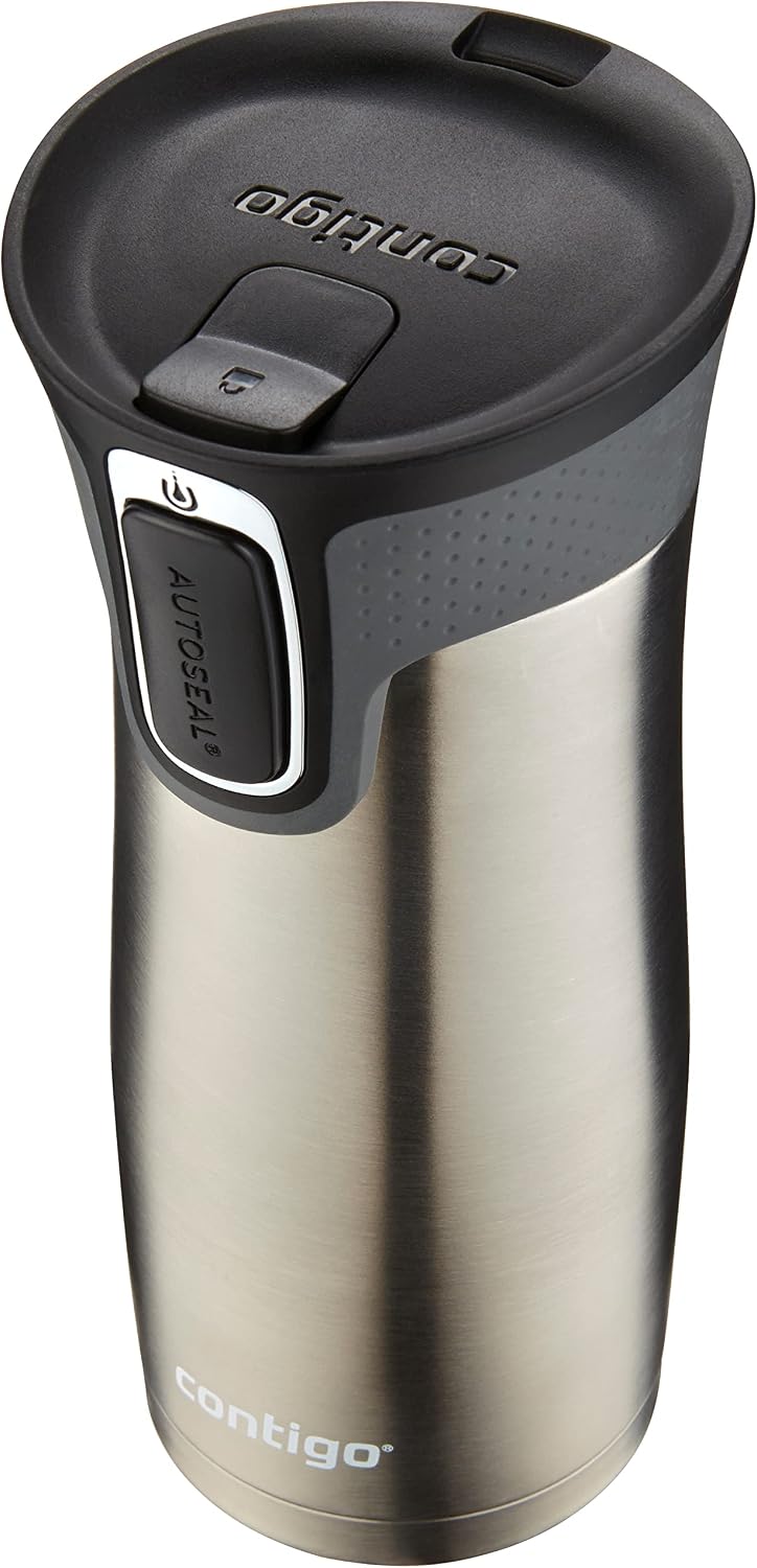 West Loop Stainless Steel Travel Mug with AUTOSEAL Lid, 16oz., Stainless Steel/Black