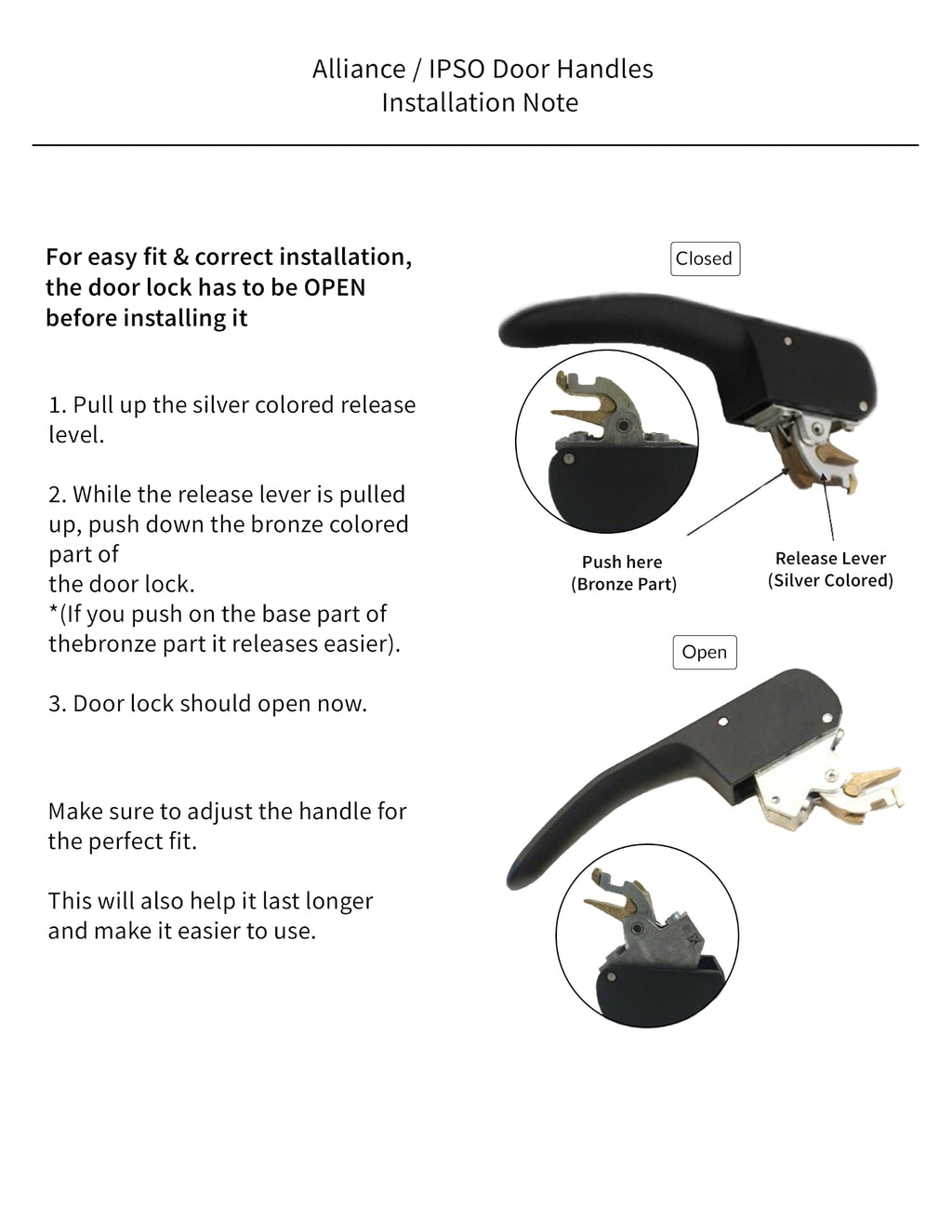 Black Wide Tip Door Handle Replacement for IPSO Washers