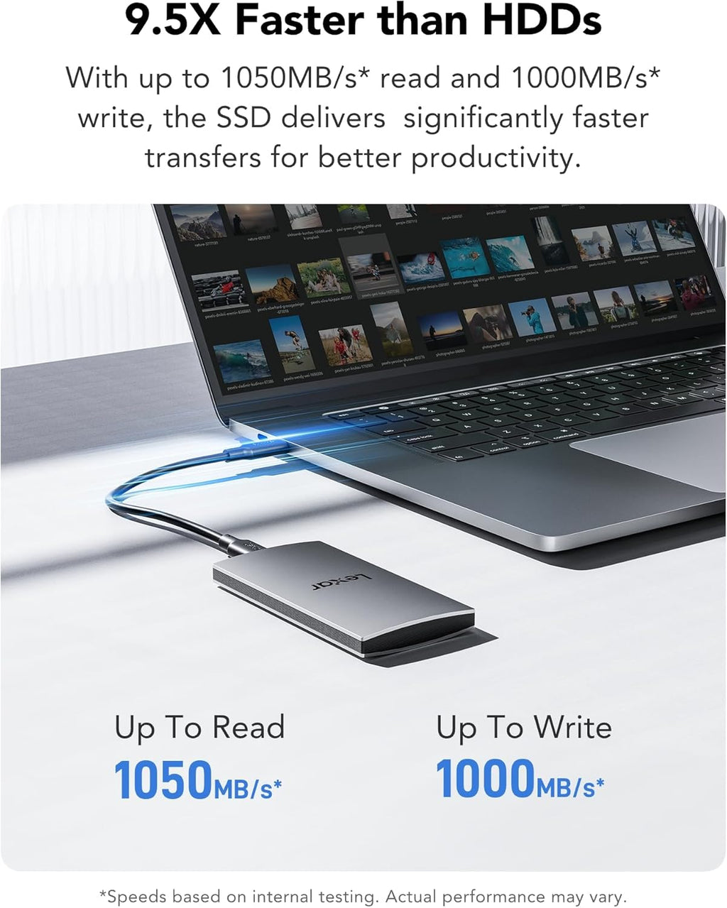 ES3 1TB Portable SSD Silver, USB 3.2 Gen 2 up to 1050MB/s | External SSD compatible with iPhone 17