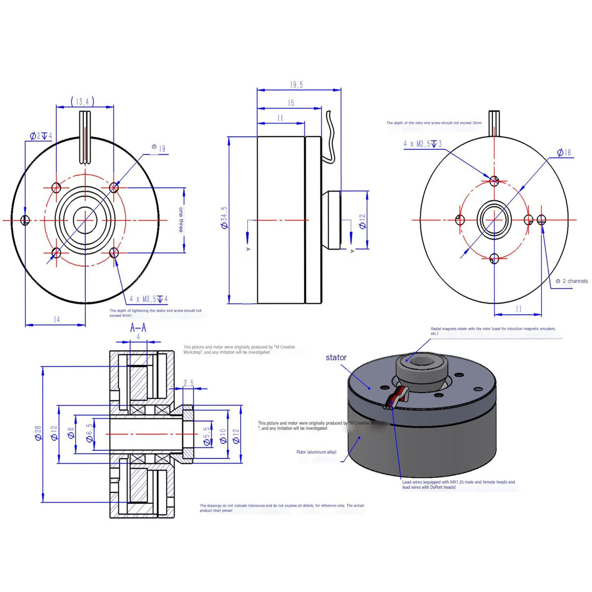 4015 BLDC Gimbal Motor with AS5600 Encoder, Hollow Shaft Outrunner, 12-36V