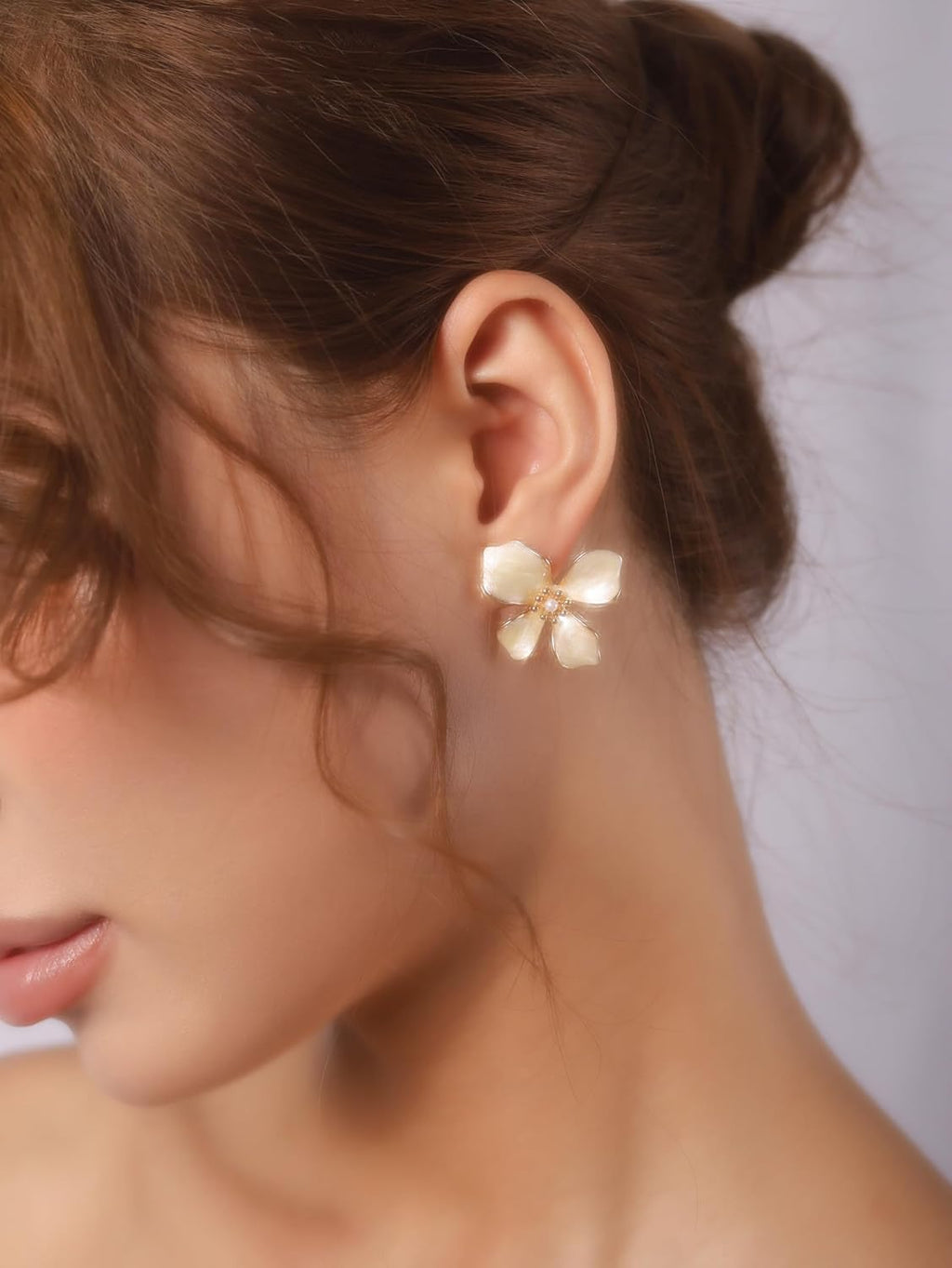 Elegant Pastel Flower Stud Earrings for Women, Floral Earrings Jewelry Accessories Romantic Cool Gifts for Her Women
