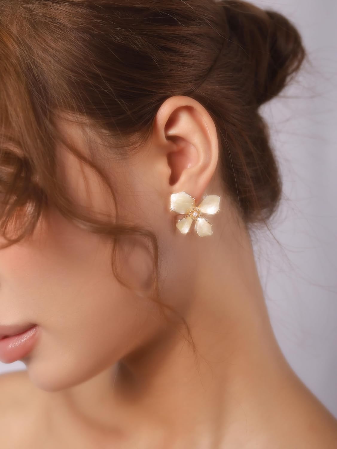 Elegant Pastel Flower Stud Earrings for Women, Floral Earrings Jewelry Accessories Romantic Cool Gifts for Her Women