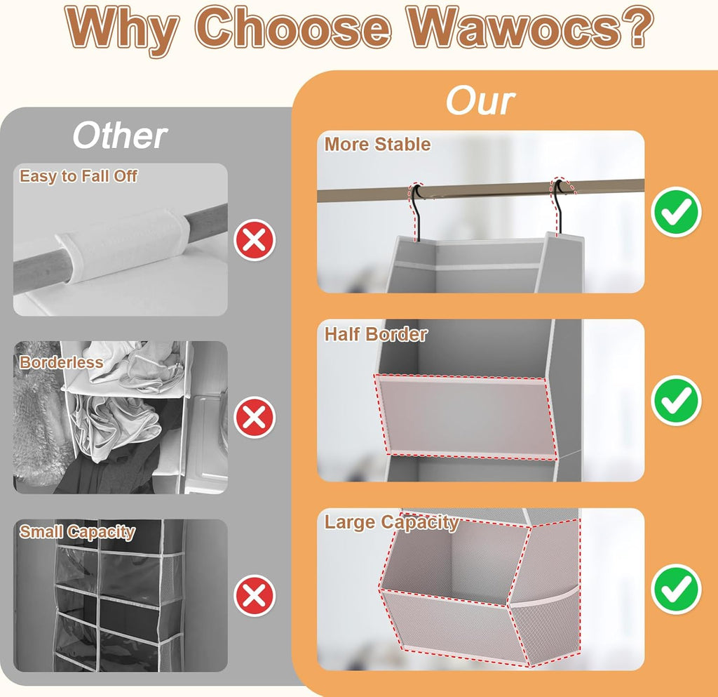 Hanging Closet Organizer 4 Shelf Collapsible Bedroom Closet Organizers and Storage Hanging with Mesh Pockets for