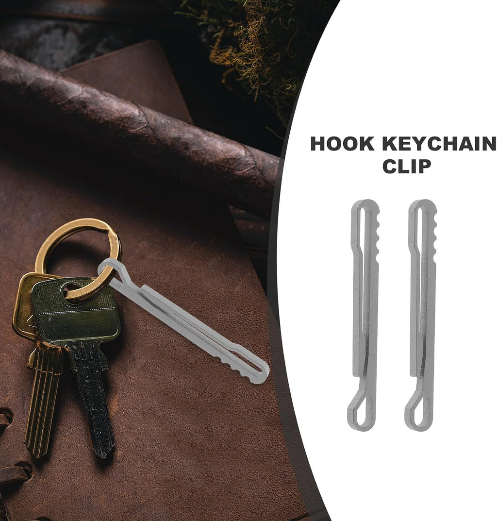 Titanium Belt Clip Key Holder, 2 Pack Pocket Clip Carabiner for Belt Loop, Lightweight Key Ring Hook for Pants