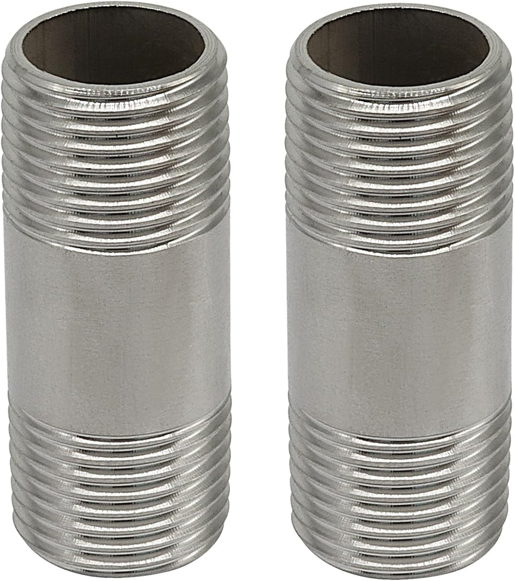 2" Stainless Steel Nipple Pipe Fitting, 1/2" NPT, 2 Pcs