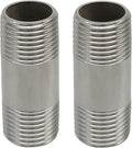 2" Stainless Steel Nipple Pipe Fitting, 1/2" NPT, 2 Pcs