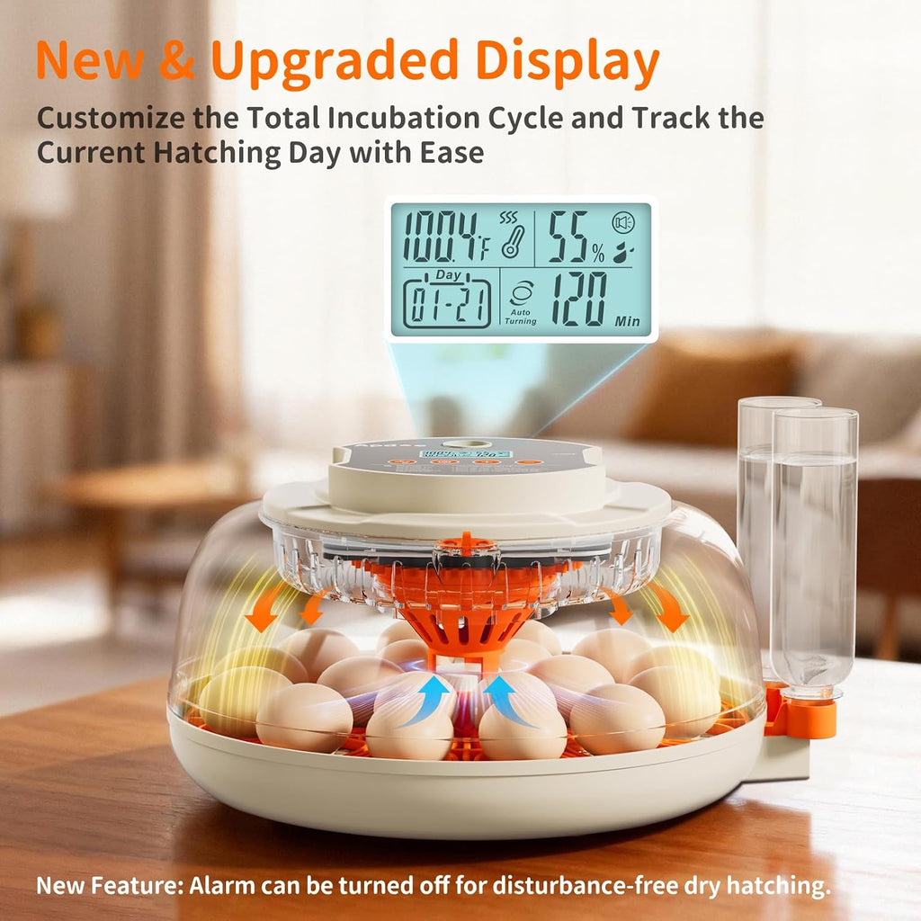 Egg Incubators for Hatching Eggs, Temperature and Humidity Control, Automatic Egg Turning, Egg Candler, External