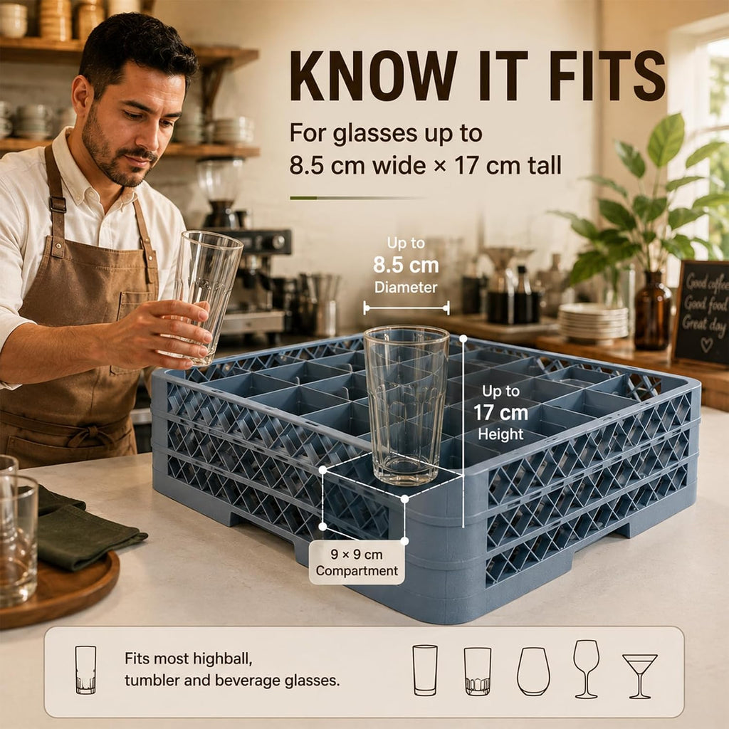 Commercial Glass Rack, 3 Pack 25 Compartment Dishwasher Rack