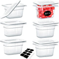 6 Pack 1/9 Size 4" Deep NSF Polycarbonate Food Pans with Lids