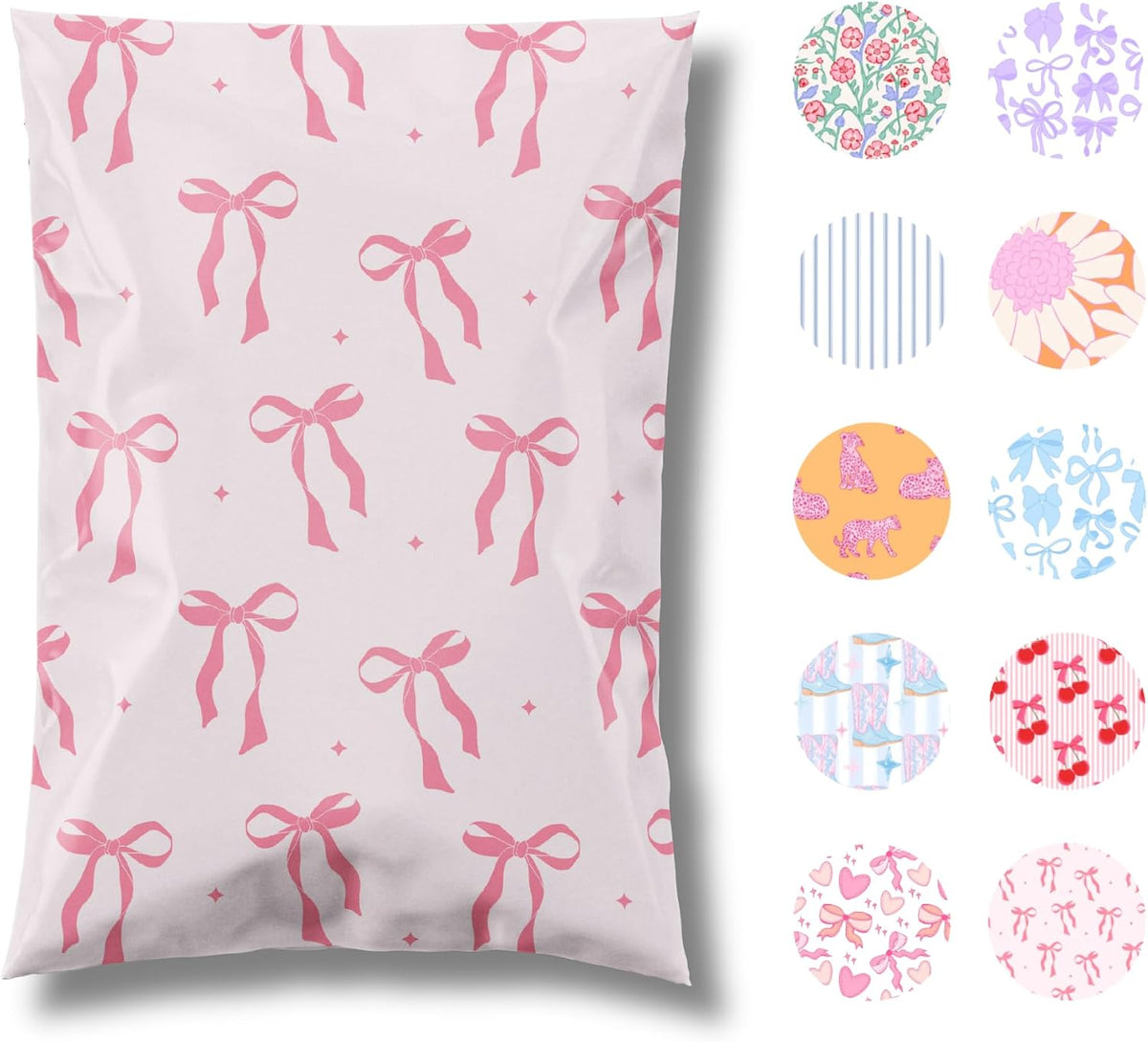 Poly Mailer 10x13, Pink Bows, 100 Pack