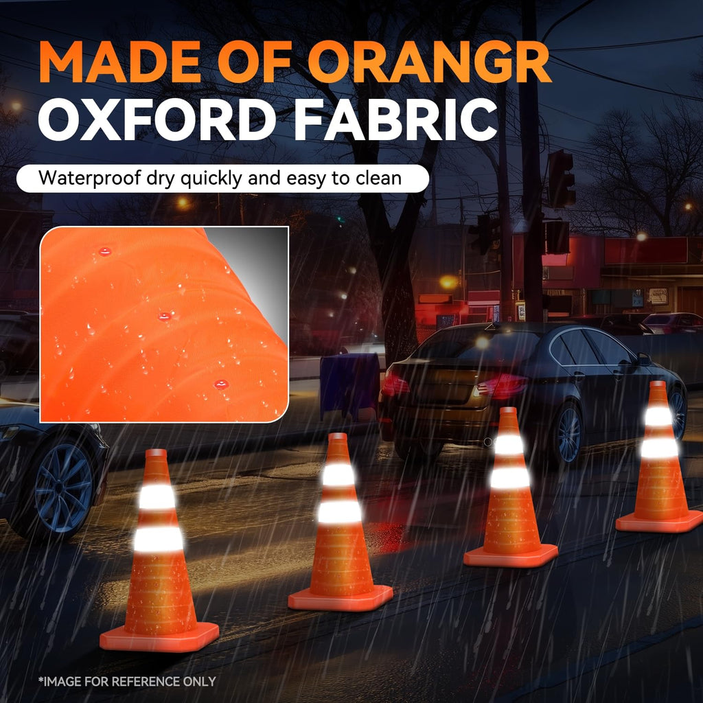 18" Collapsible Traffic Safety Cones, 2-Pack Reflective Orange