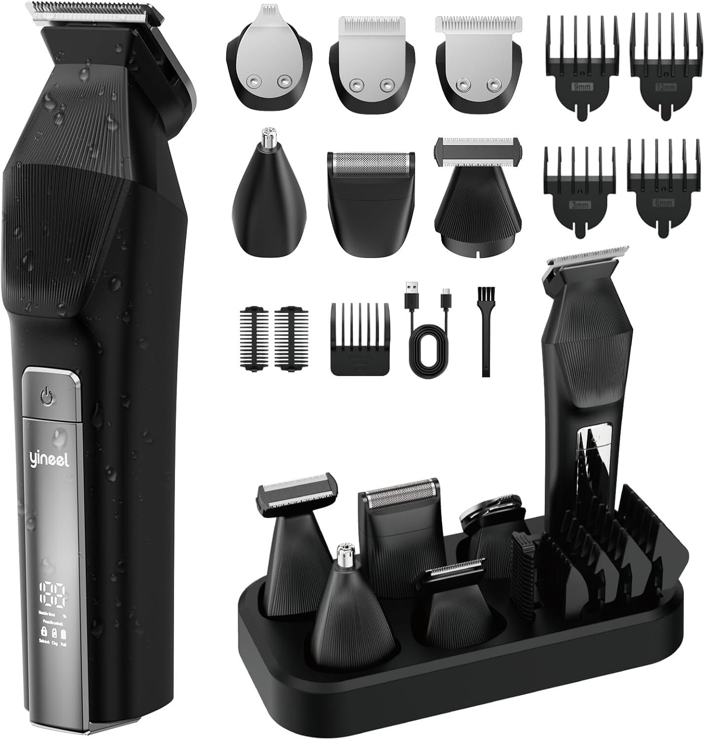 HC600 Beard Trimmer for Men, All-in-One Cordless Grooming Kit, Waterproof Electric Razor & Hair Clipper for Face