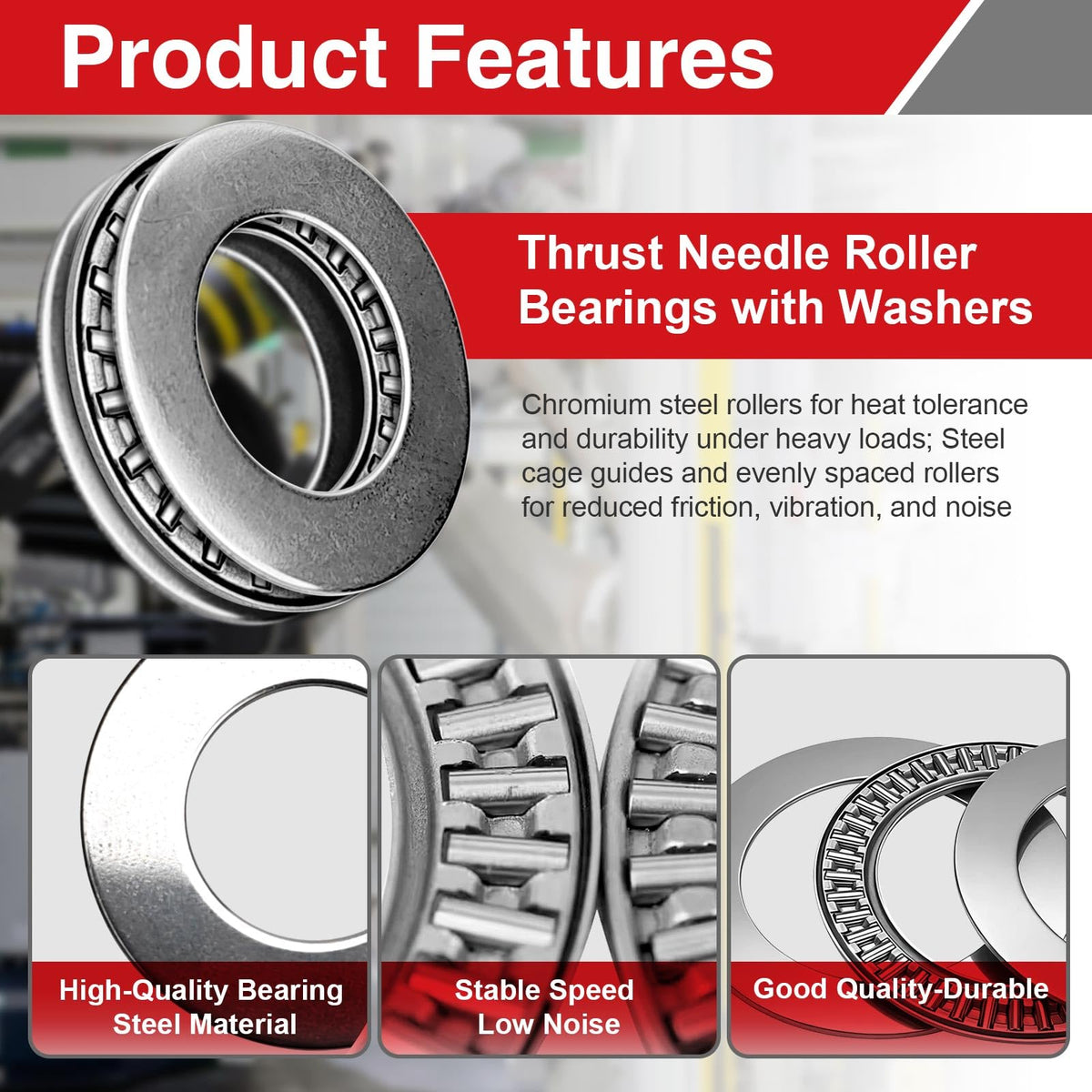 Neprift 2 Sets TC815+2TRA Thrust Needle Roller Bearings, 1/2"