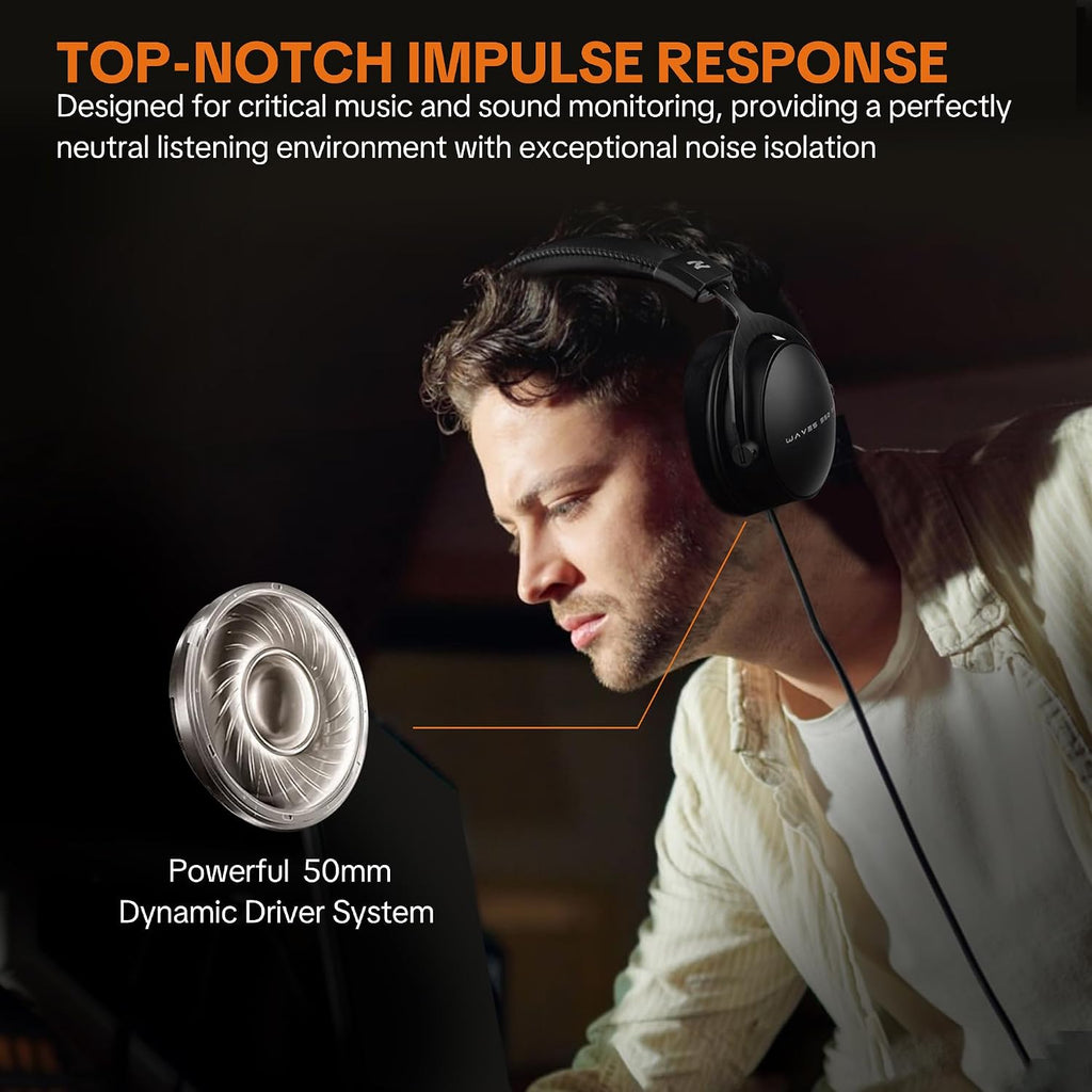Studio Monitor Headphones for Recording, Wired Over Ear Studio Headphones with Detachable Boom Microphone
