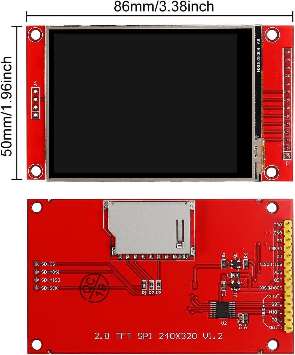 2pcs 2.8" SPI TFT LCD Display Touch Panel ILI9341 240x320 TFT LCD Touch Screen Shield 5V/3.3V STM32 Display Module SPI Serial with Touch Pen