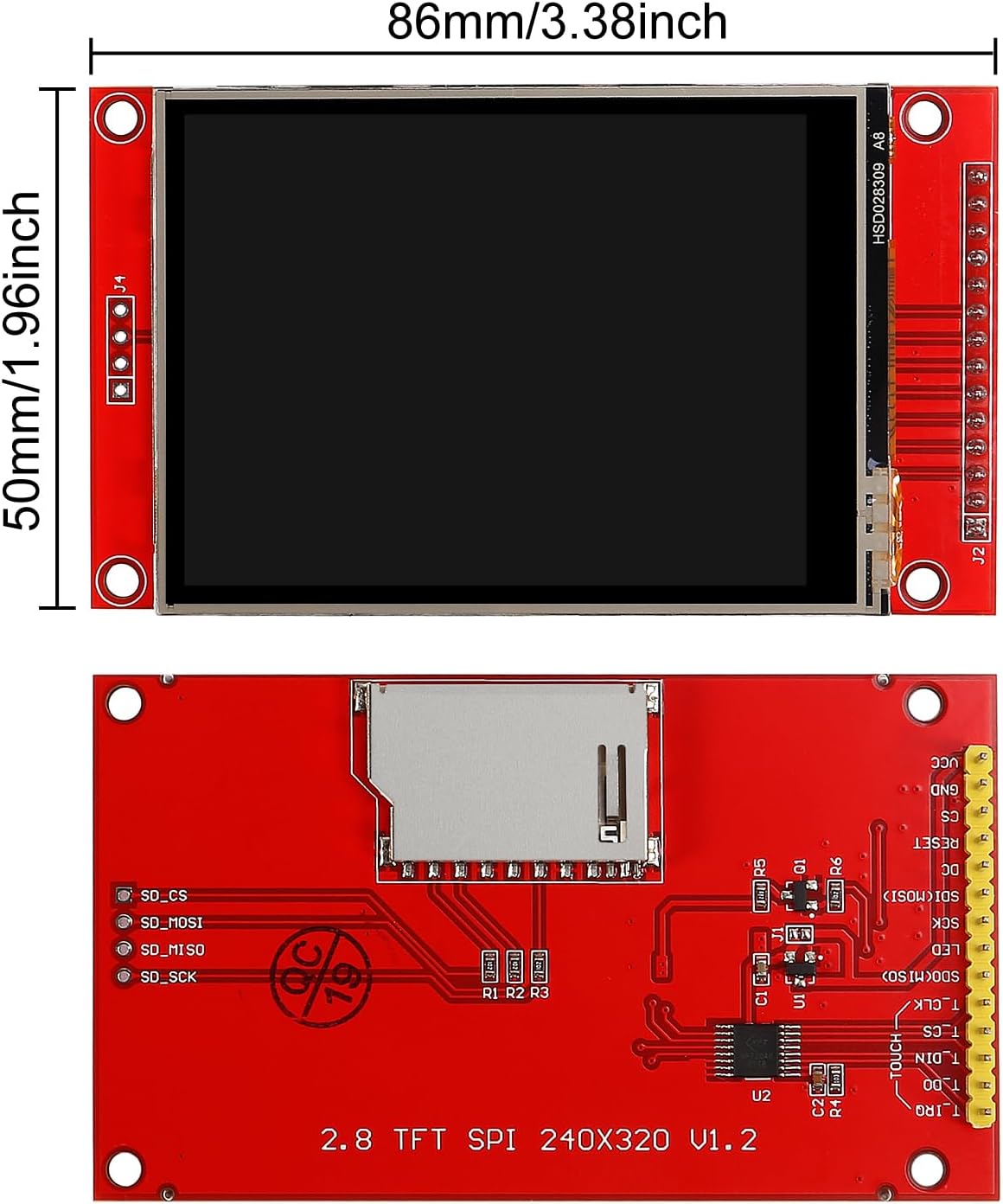2pcs 2.8" SPI TFT LCD Display Touch Panel ILI9341 240x320 TFT LCD Touch Screen Shield 5V/3.3V STM32 Display Module SPI Serial with Touch Pen
