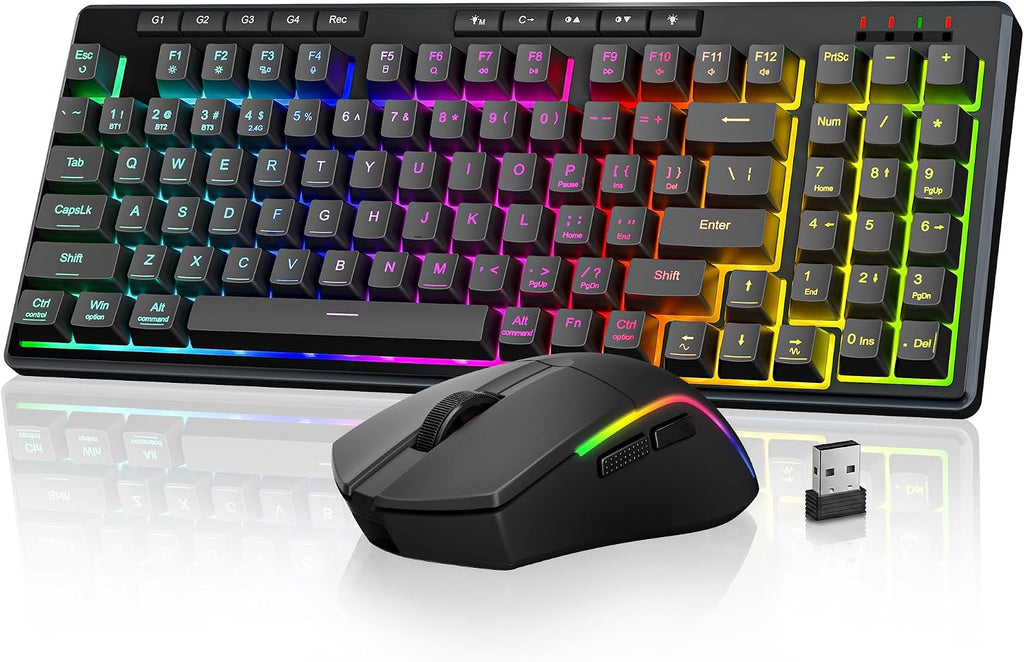 S156 Wireless Keyboard and Mouse with Tri-Mode, Mechanical Feel Keyboard and 4800 DPI 61G Ultra-Light Gaming Mouse