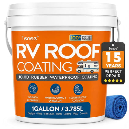 RV Roof Coating, 1 Gal White Liquid Rubber RV Roof Sealant for Camper