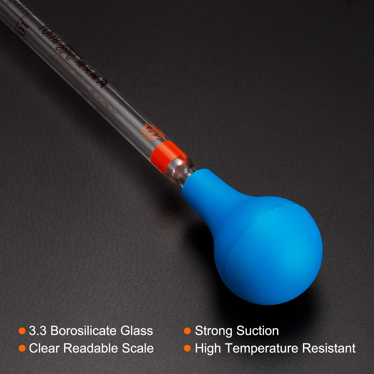 Graduated Dropper Pipettes Kit, 10ml Borosilicate Glass Pipette with Rubber Cap for Transfer Liquid for Lab