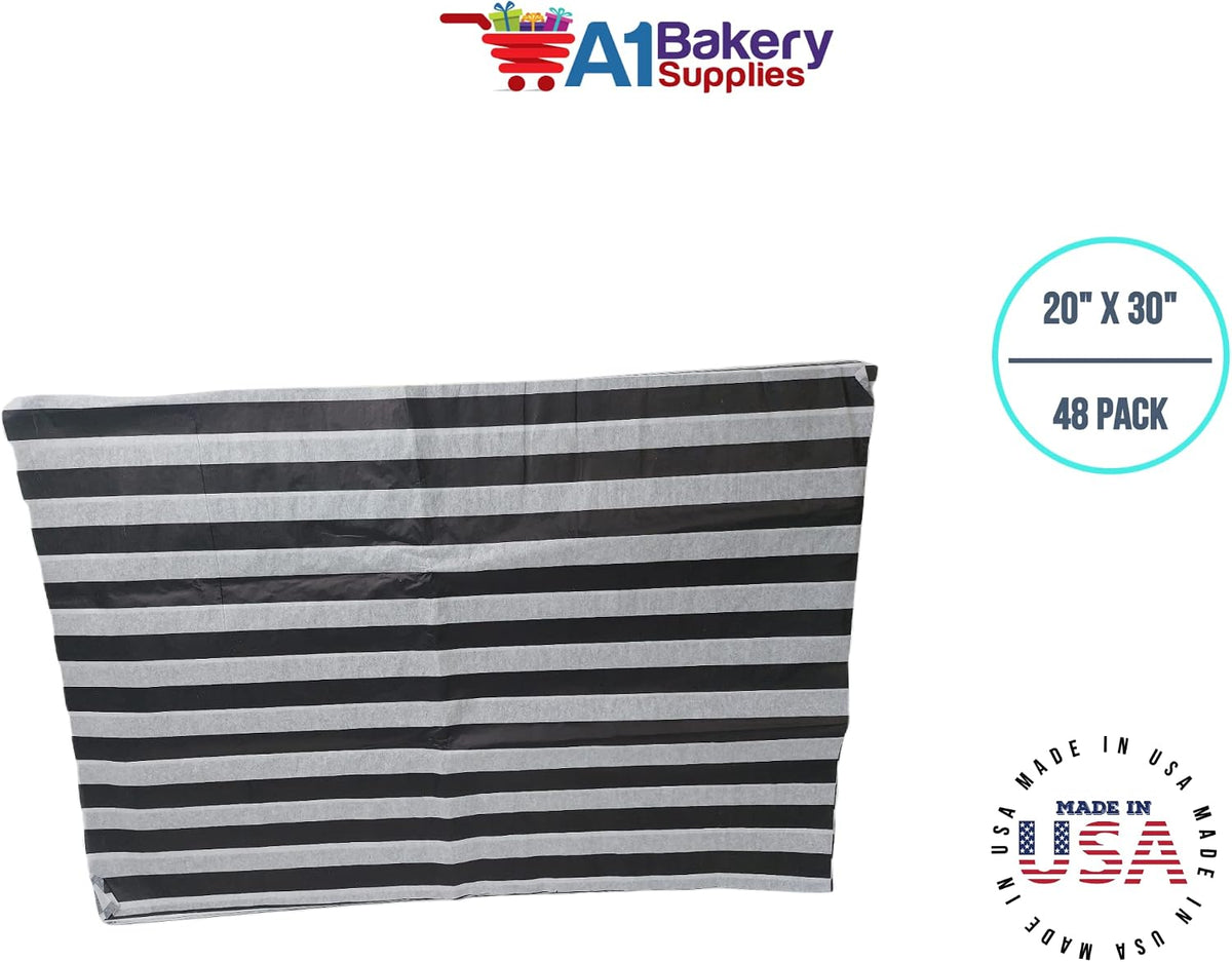 Black & White Stripes Tissue Paper 20 X 30 - (48 Pack)
