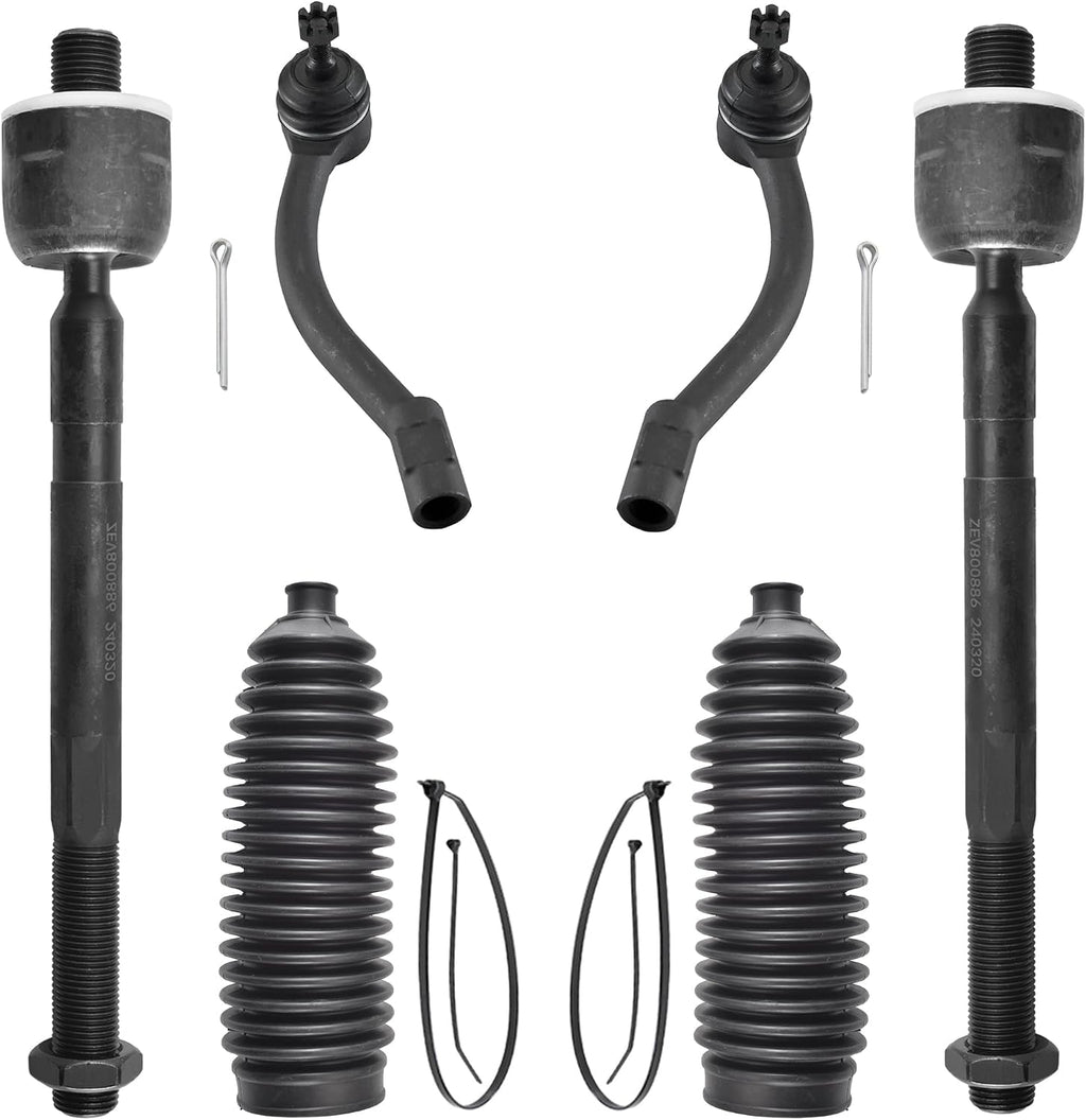 6pcs Front Steering Kit Tie Rod End Inner and Outer and Boots for Hyundai Elantra 2011-2017 and for Hyundai Veloster 2012-2017