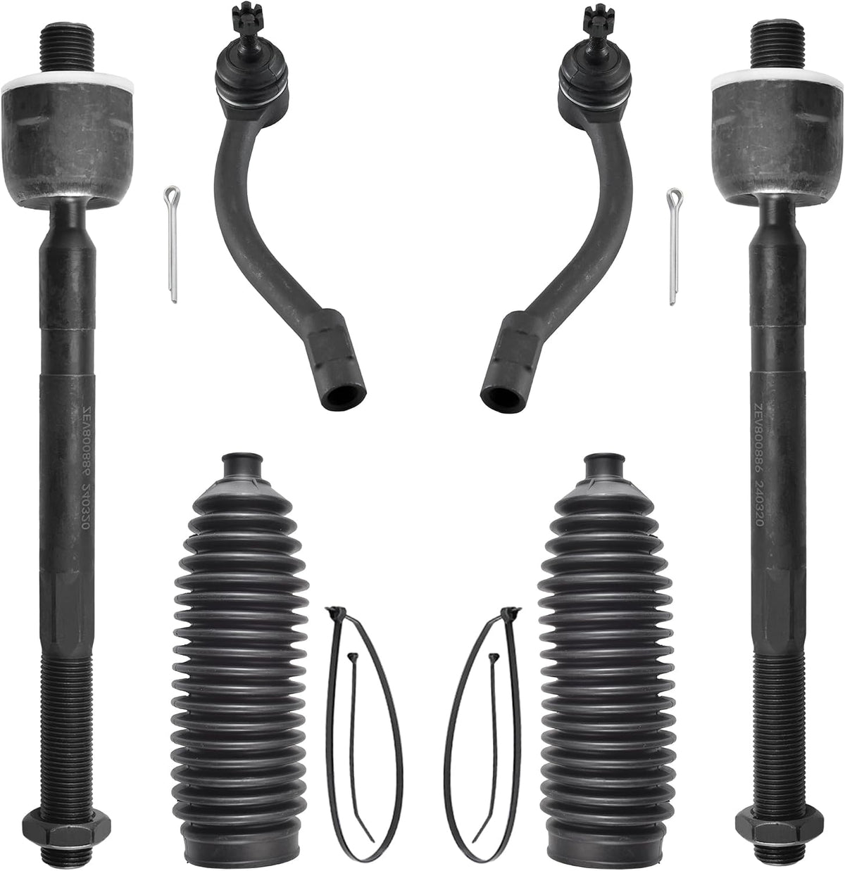 6pcs Front Steering Kit Tie Rod End Inner and Outer and Boots for Hyundai Elantra 2011-2017 and for Hyundai Veloster 2012-2017