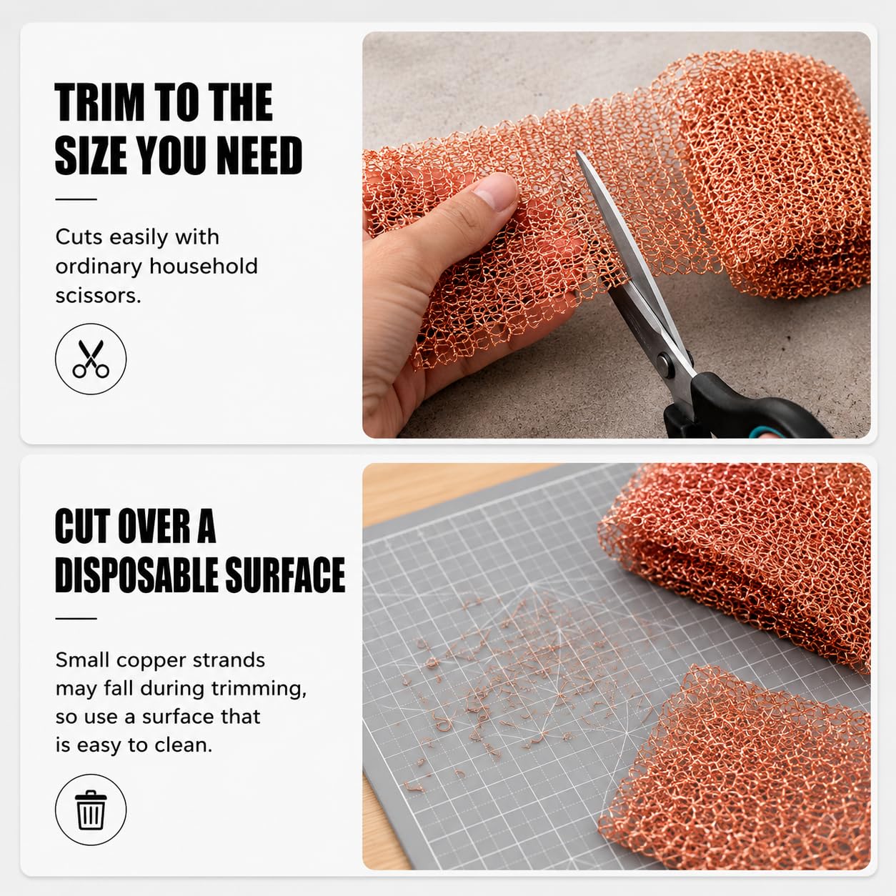 Copper Mesh Roll, 100% Pure Copper Wire Mesh Gap Filler, 3.8" x 40" Bendable Hole Filler for Gardens, House Cracks