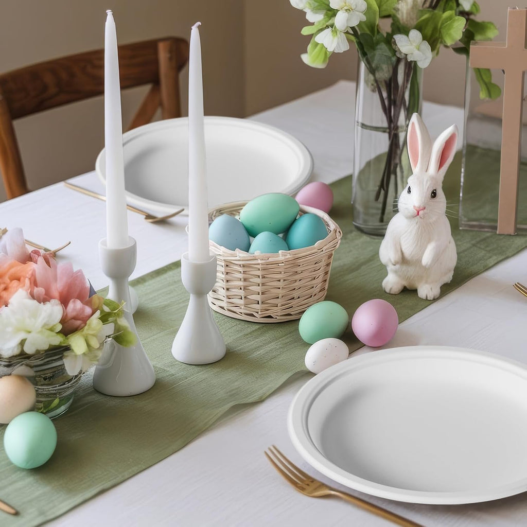9 in 150 Pack White Compostable Disposable Paper Plates for Party