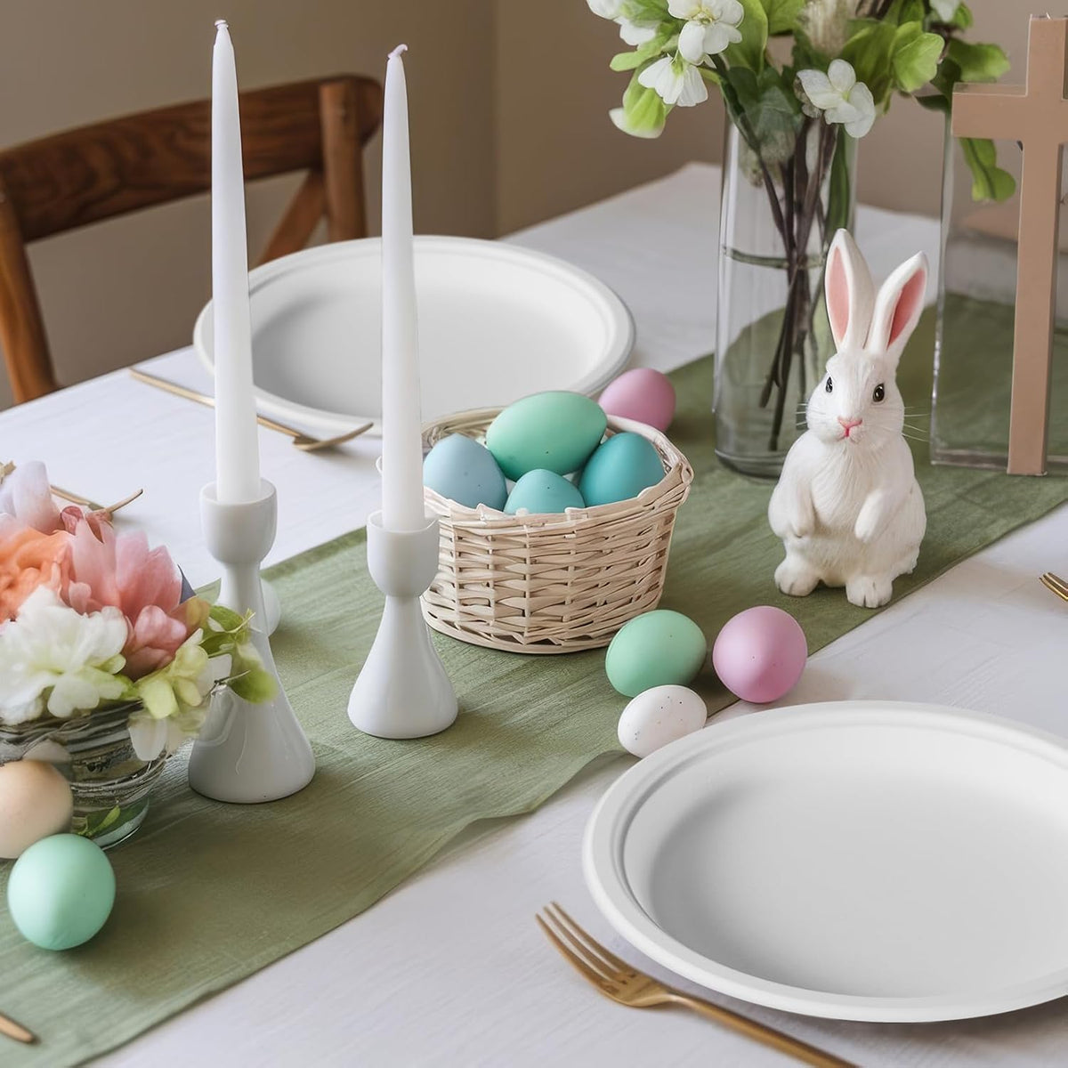 9 in 150 Pack White Compostable Disposable Paper Plates for Party