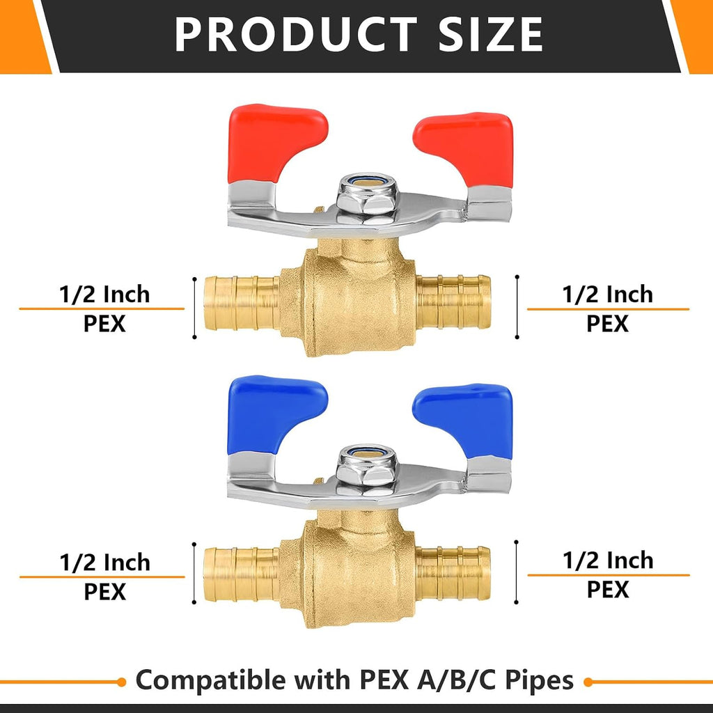 4PC HeSun 1/2" Crimp PEX Ball Valve w/Butterfly Handle(VALVE033-4)