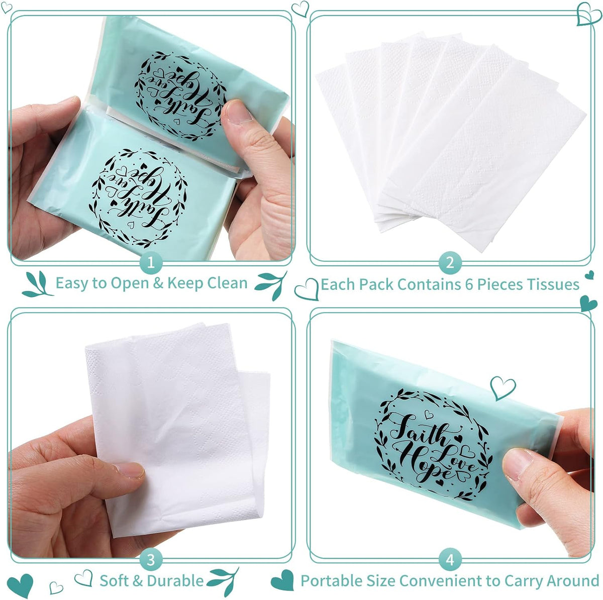 60 Pack Travel Tissues Motivational Facial Tissue, Brief Style