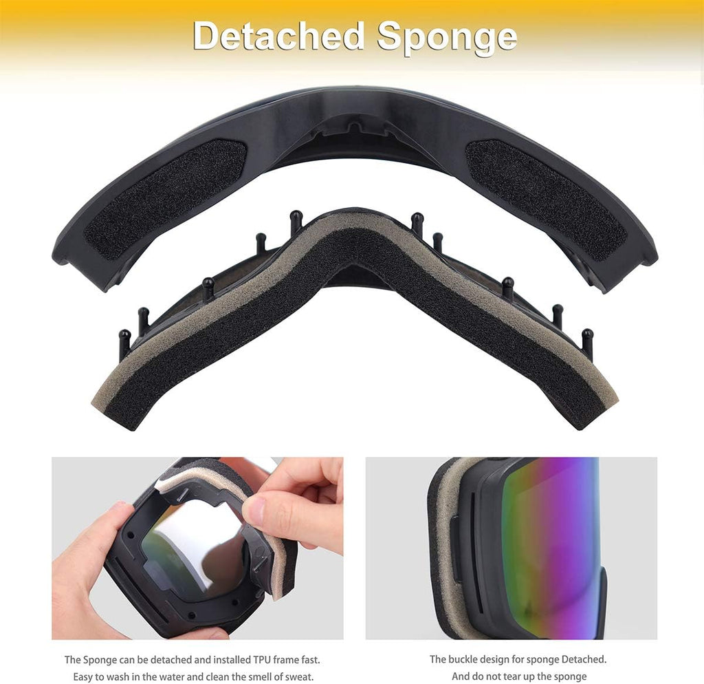 Ski/Snowboard Goggles for Men Women, OTG Snow Goggles Anti Fog UV Protection