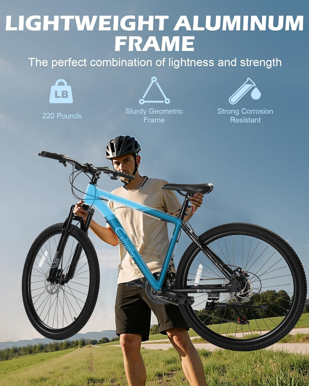 26/27.5" Mountain Bike 21 Speed Men's Mountain Bike with Lightweight Aluminum Frame, Powerful Dual Disc Brake
