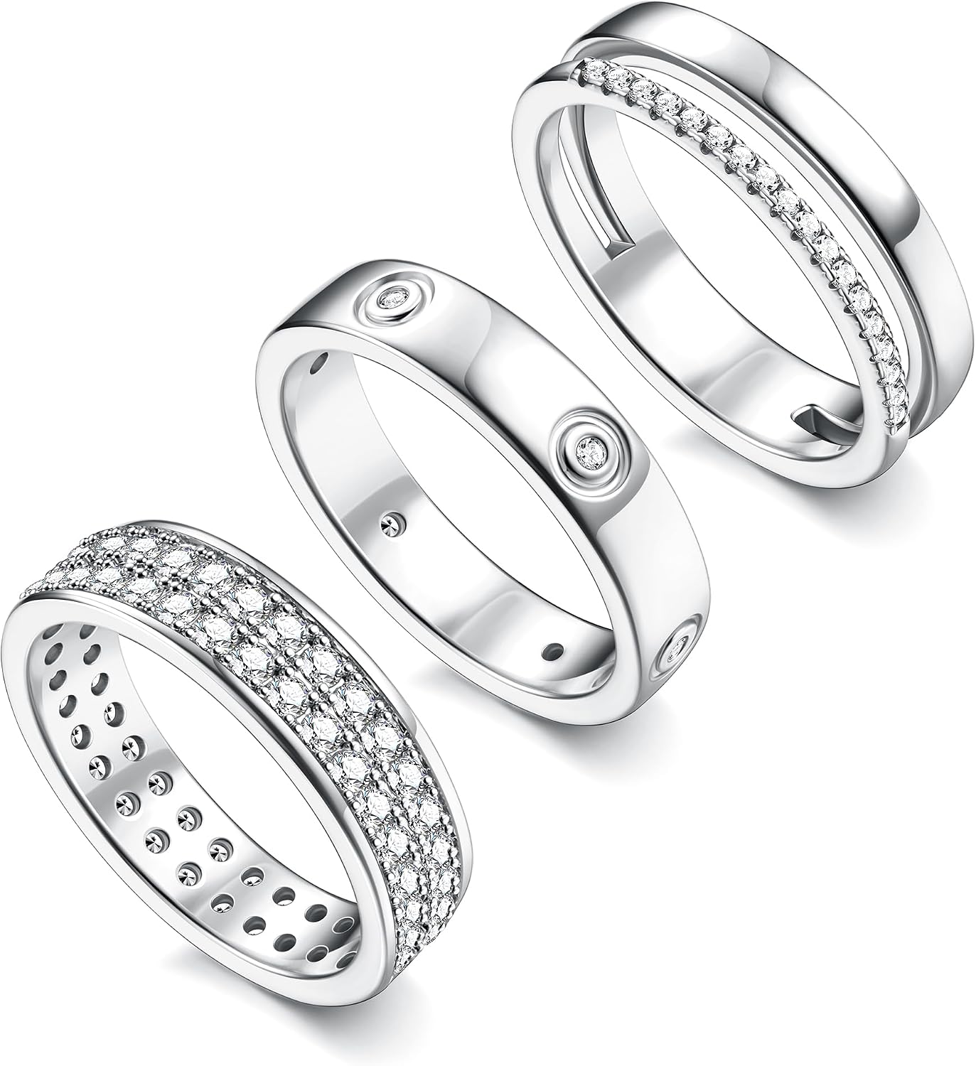 18K Gold Plated Dainty Stacked Rings Women Elegant Stackable Ring Sets for Women Gold Cubic Zirconia Thumb Rings Gold