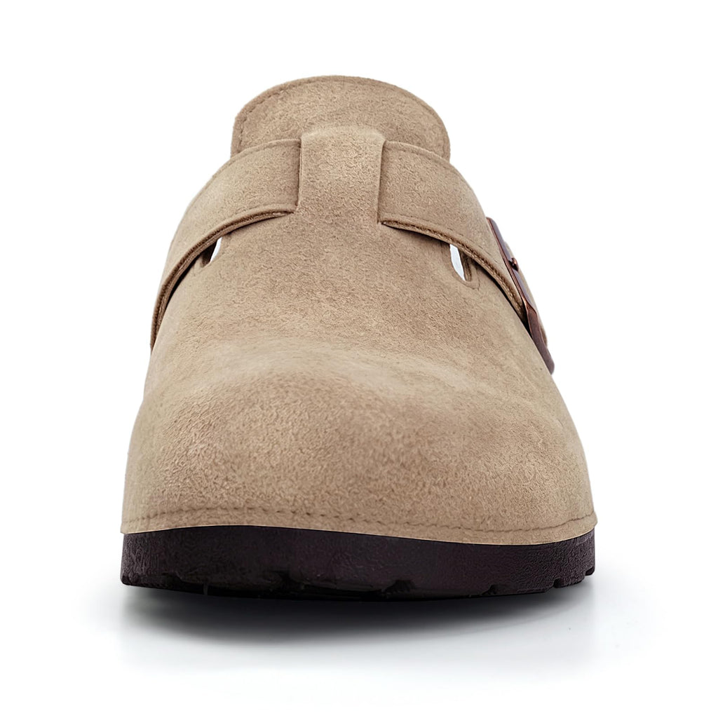 Women's Suede Clogs, Slip-On Mules with Cork Footbed