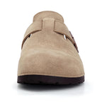 Women's Suede Clogs, Slip-On Mules with Cork Footbed