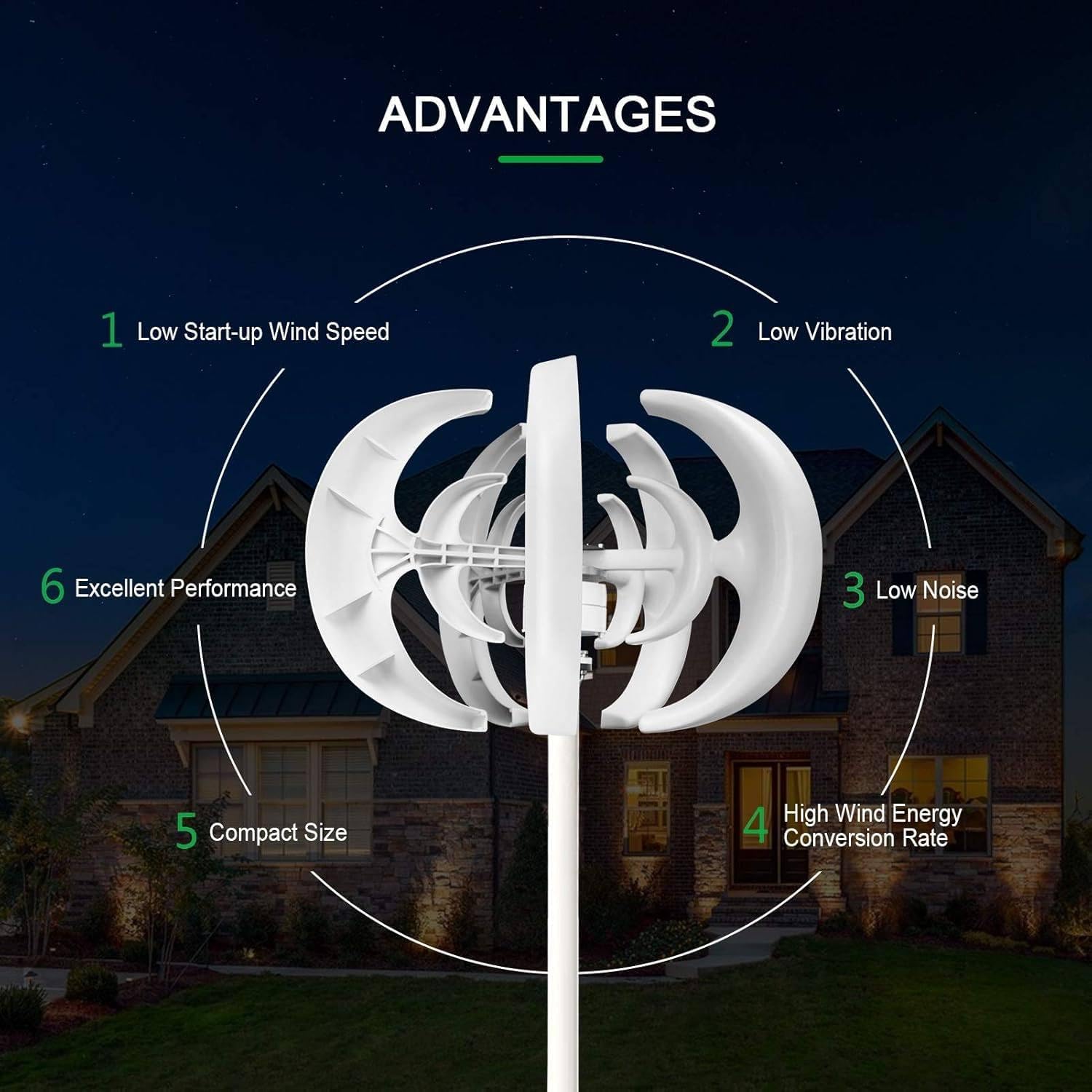 Vertical Wind Turbine Generator Kit for Home Use - 400W to 1200W, 12V/24V Efficient Windmill, Compact Renewable