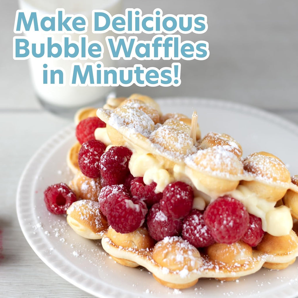 Bubble Waffle Maker, Electric Nonstick Hong Kong Egg Iron Griddle | Ready Indicator Light, Ready in under 5 Mins w