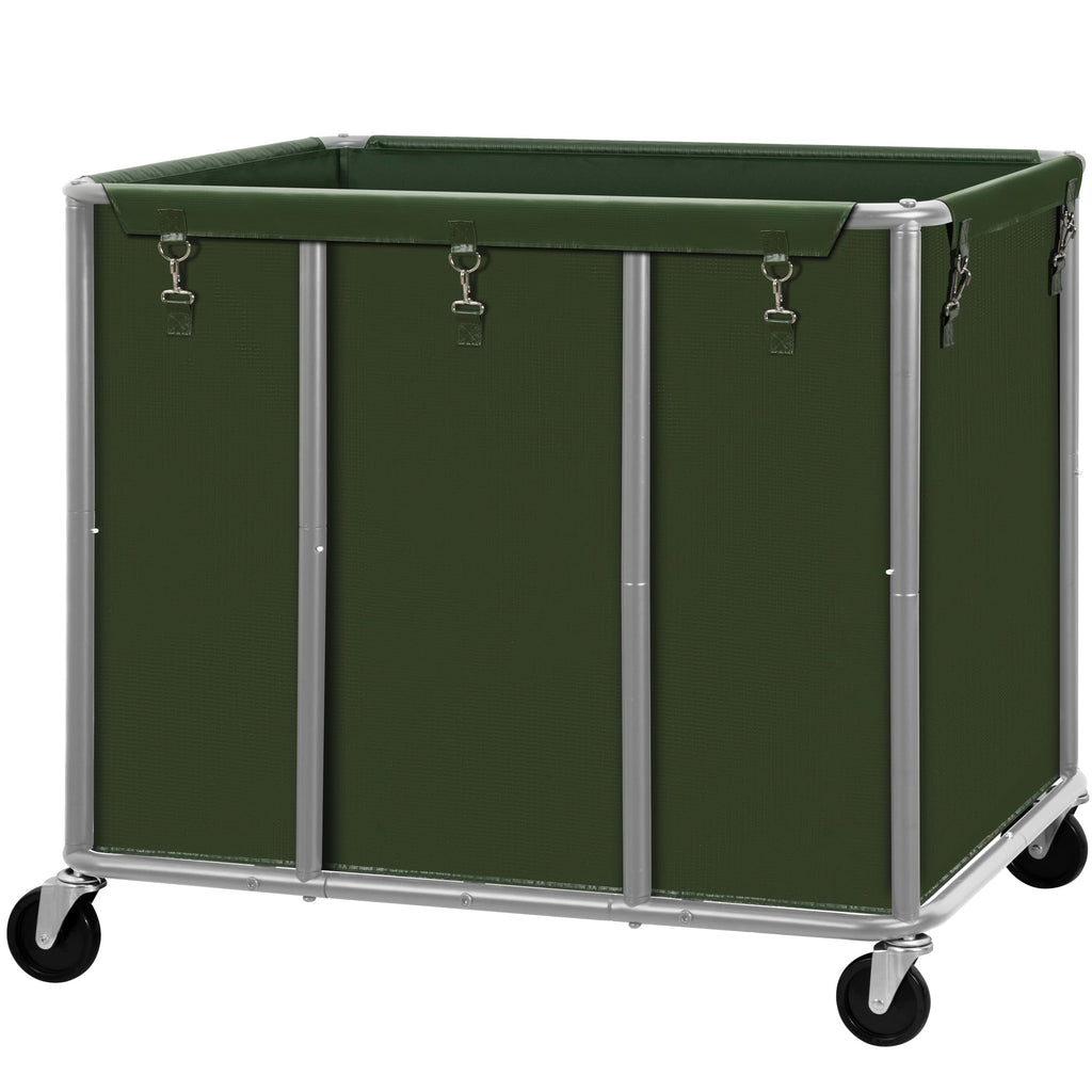 Commercial Laundry Cart with Lockable Wheels, Large 420L Industrial Rolling Laundry Hamper with Steel Frame