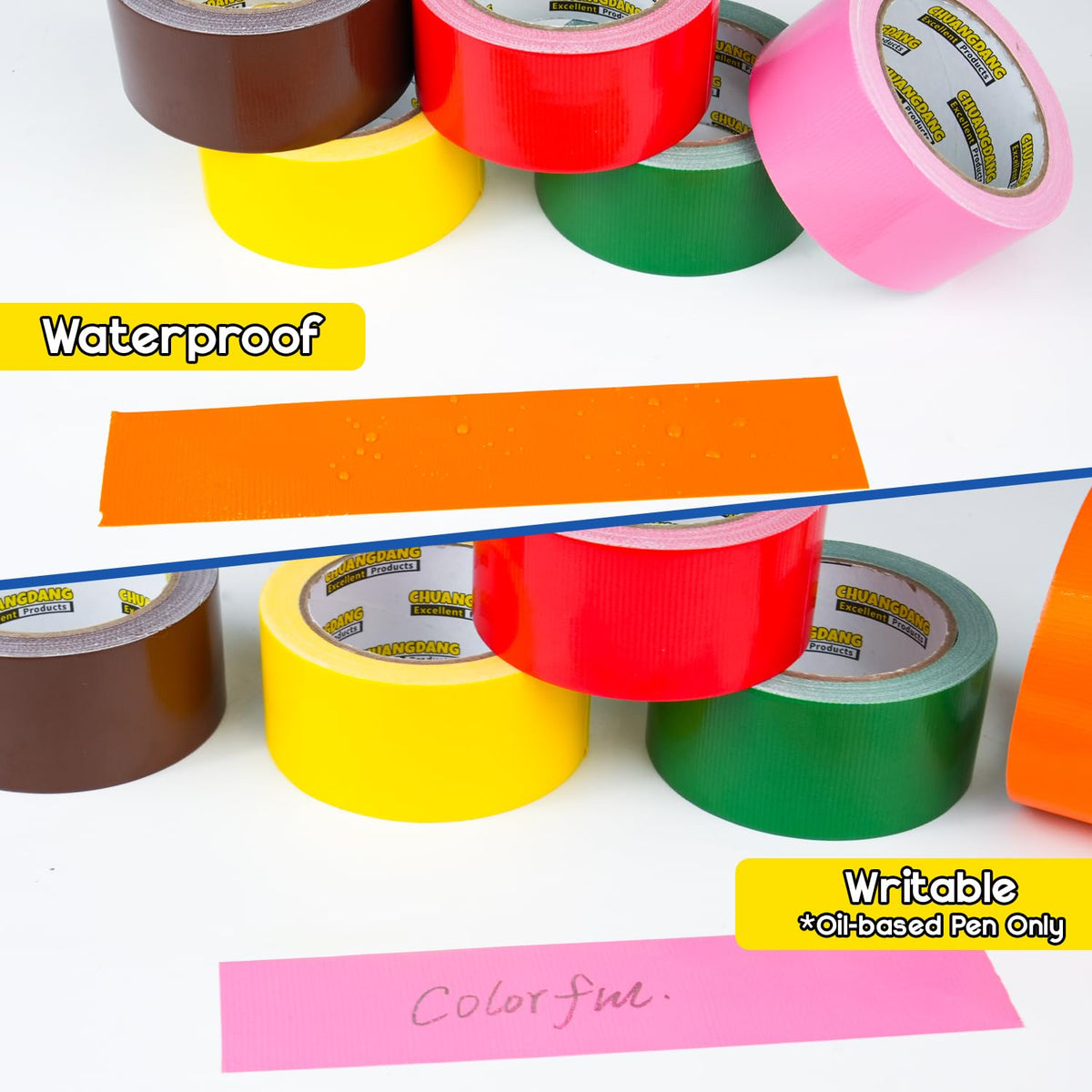 6-Pack Colored Duct Tape,3Inch x 20Yards,Rainbow Duct Tape,Colored Tape