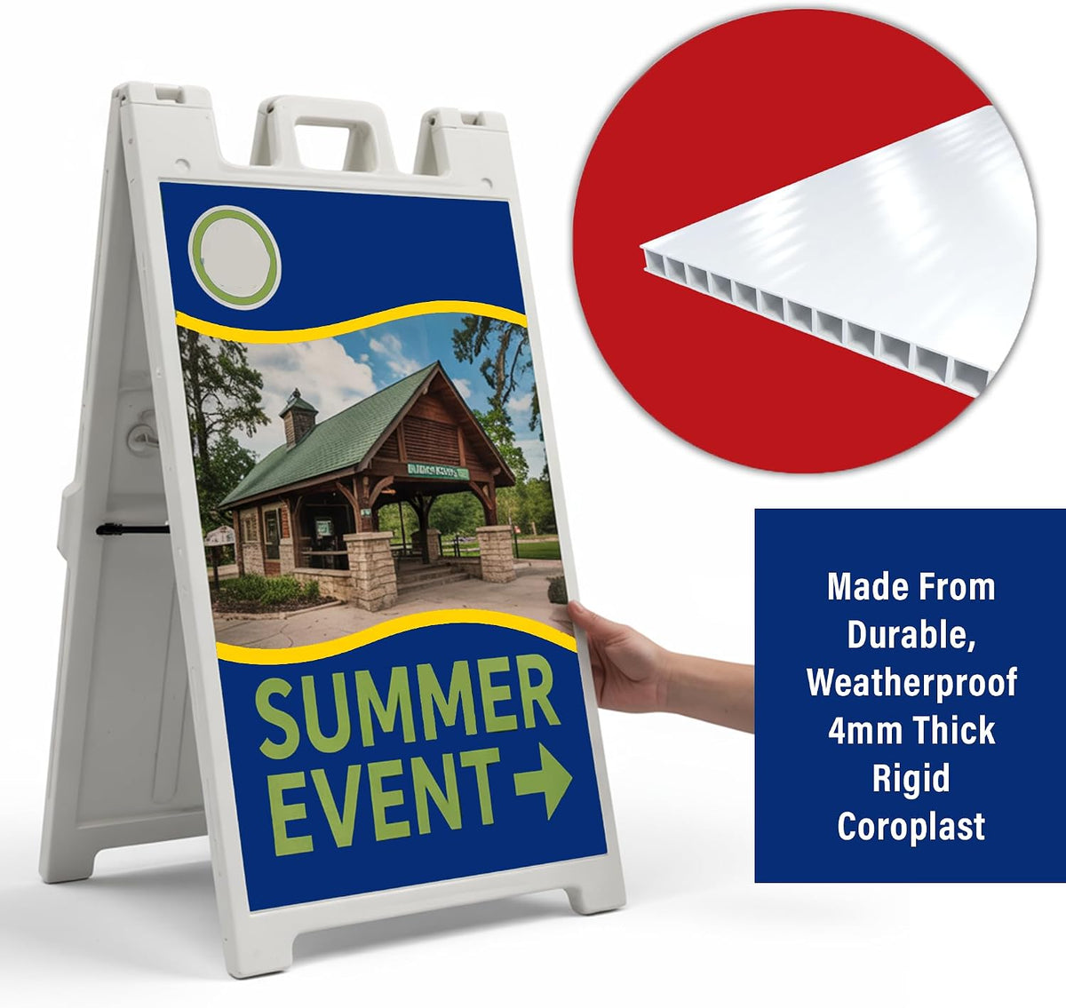 Custom A Frame Sign Insert 24x36 – Personalized Sandwich Board Sign Replacement, Full Color Coroplast, Waterproof