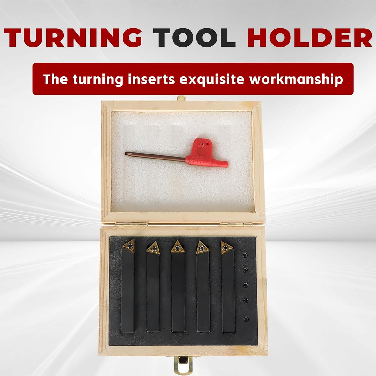 findmall 5Pcs 3/8″ Indexable Carbide Lathe Turning Tool Holder Kit