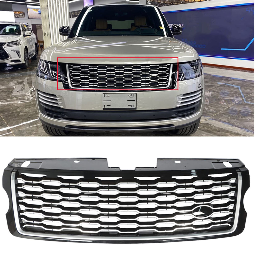 SEBLAFF Front Bumper Upper Grille Black Chrome Replacement for Vogue