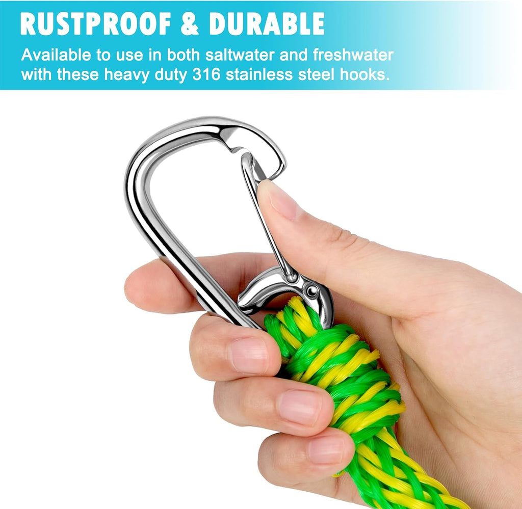 Kayak Tow Line, Drift Sock Anchor Rope for Fishing Boats and Buoys | 316 Stainless Clips, Anchor Rope and Buoy for