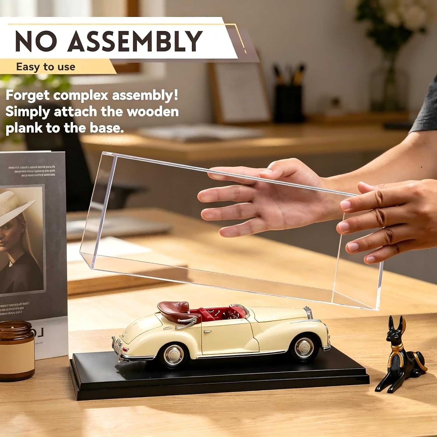 1:18 No Assembly Diecast Display Case with Plastic Base Acrylic Model Car Display Boxes - Dustproof Showcase for