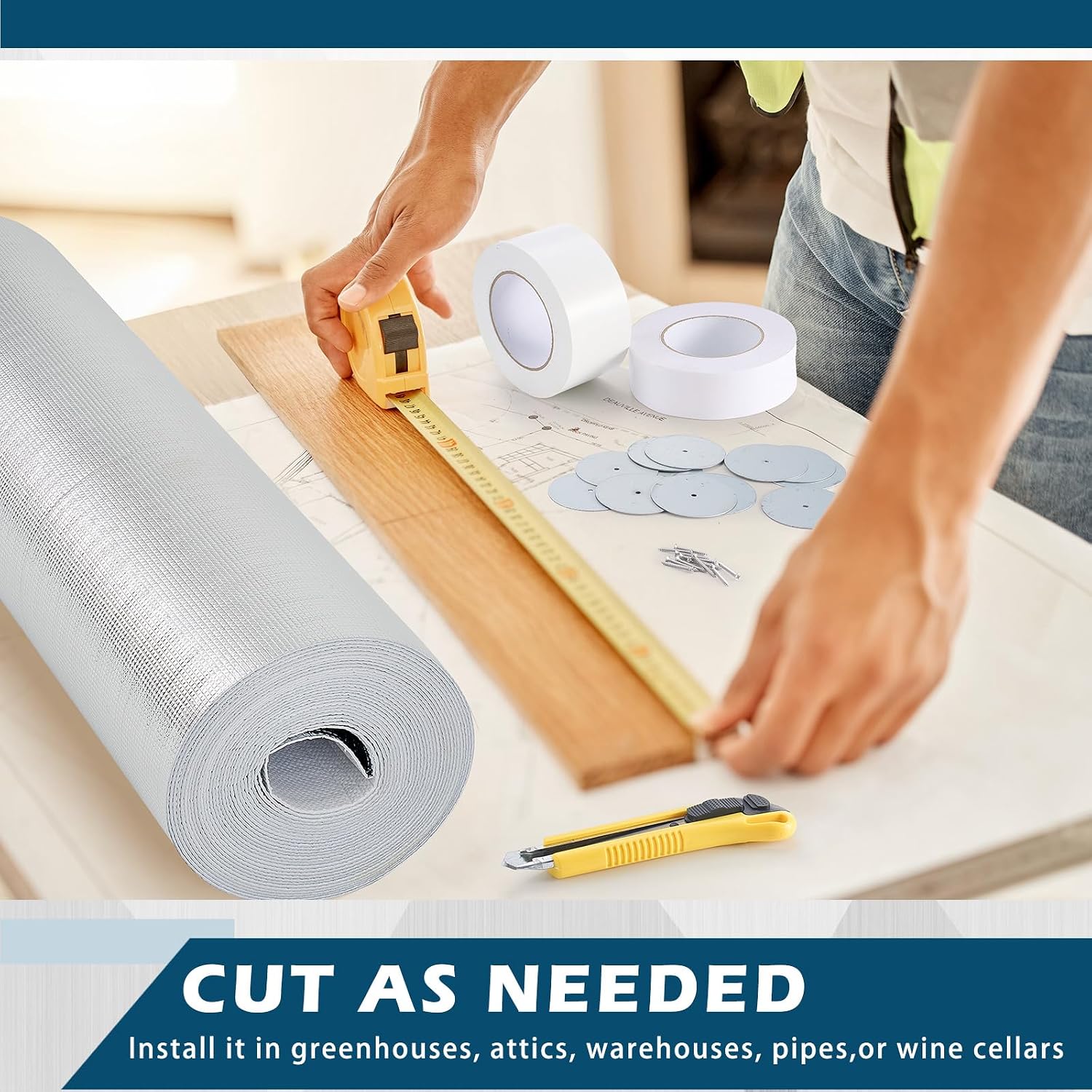 Roll up Garage Door Insulation Kit for Cooling Metal Buildings White Reflective Foam Aluminum Foil Summer Barrier