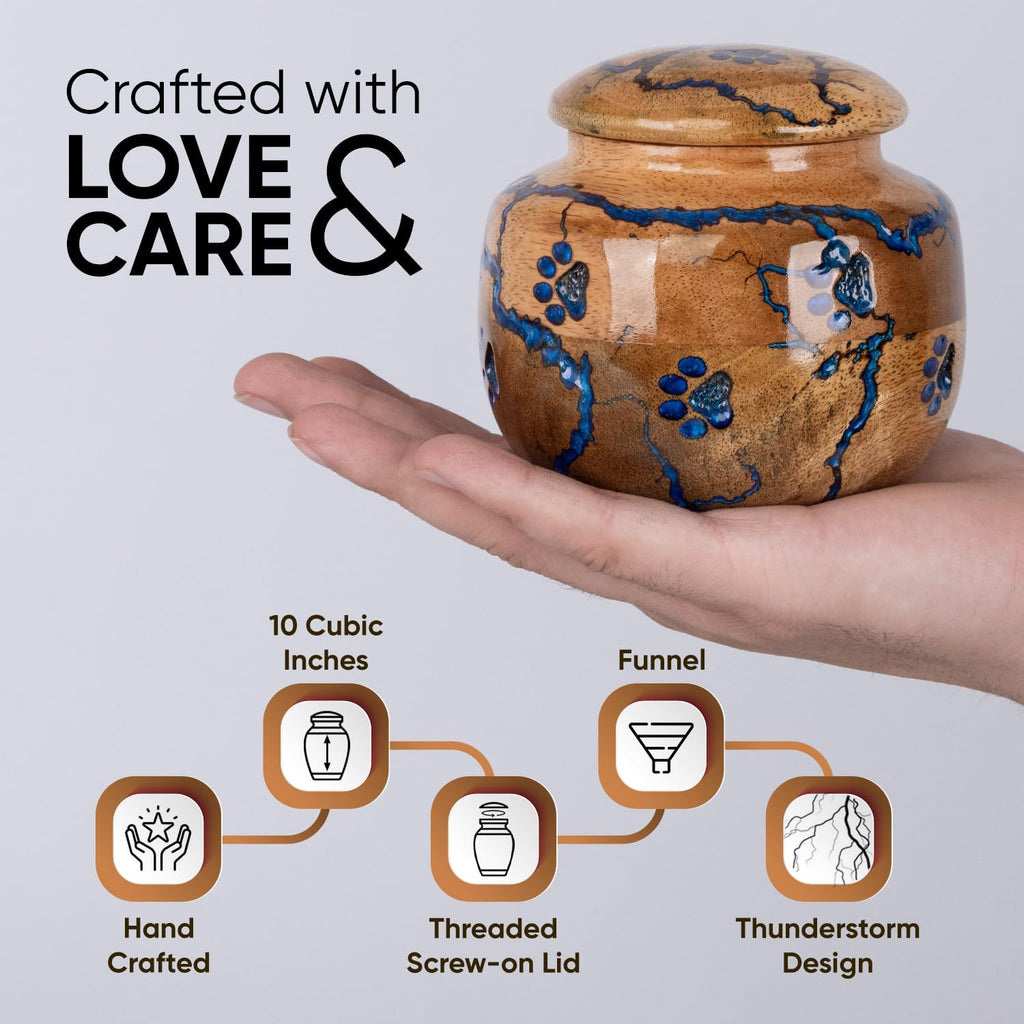Wood Pet Urns for Dog/Cat Ashes - Small 10 Cu/in Resin Decorative Urn for Ashes for Dog, Urns for Cats - Pet Memorial
